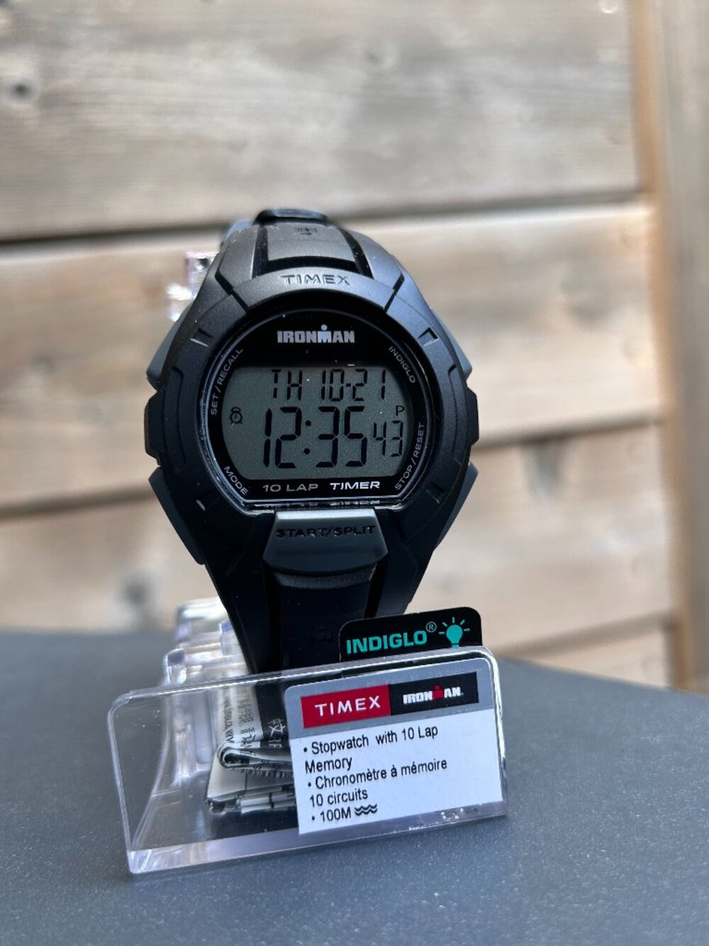 Timex Ironman 10 Lap Digital Watch Indiglo 100M Black NOS w/ Display Stand